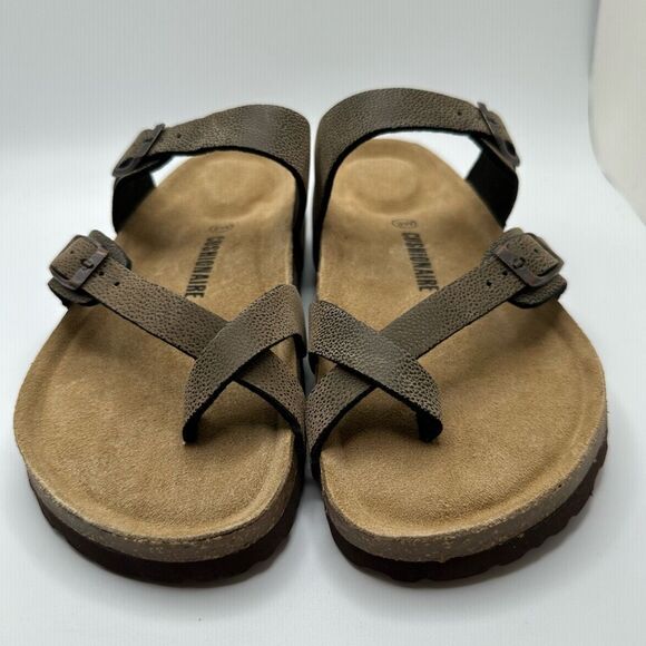 CUSHIONAIRE Women's Cork Footbed Sandal With +Comfort 9 WIDE BROWN RUGGED - Picture 2 of 7